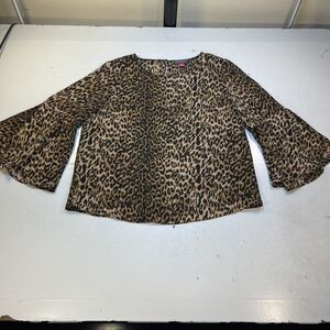 VINCE CAMUTO Leopard Animal Print Designer Top Blouse Shirt Sz Womens XS